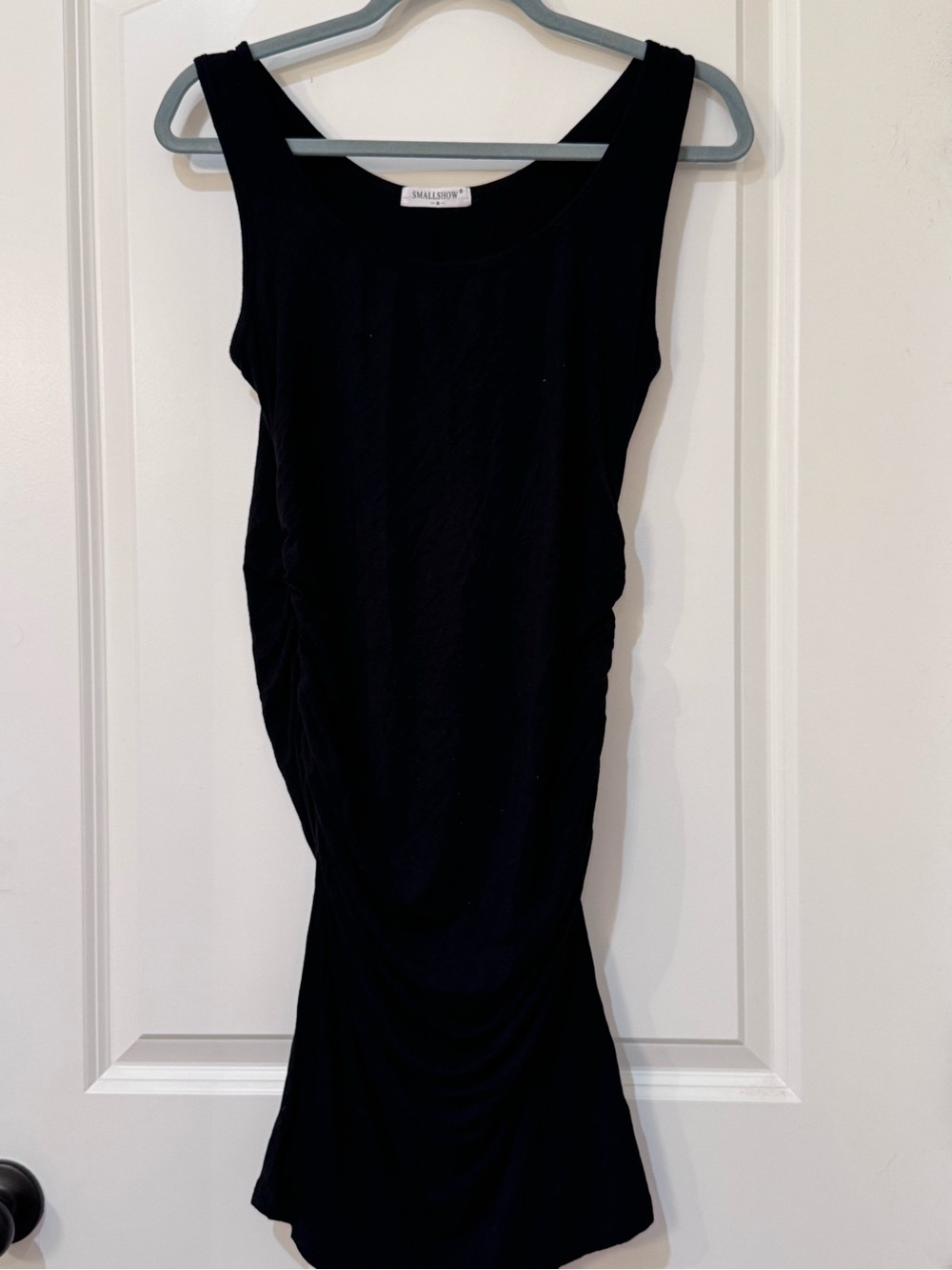 Smash + Tess Black Sleeveless Ruched Midi Dress